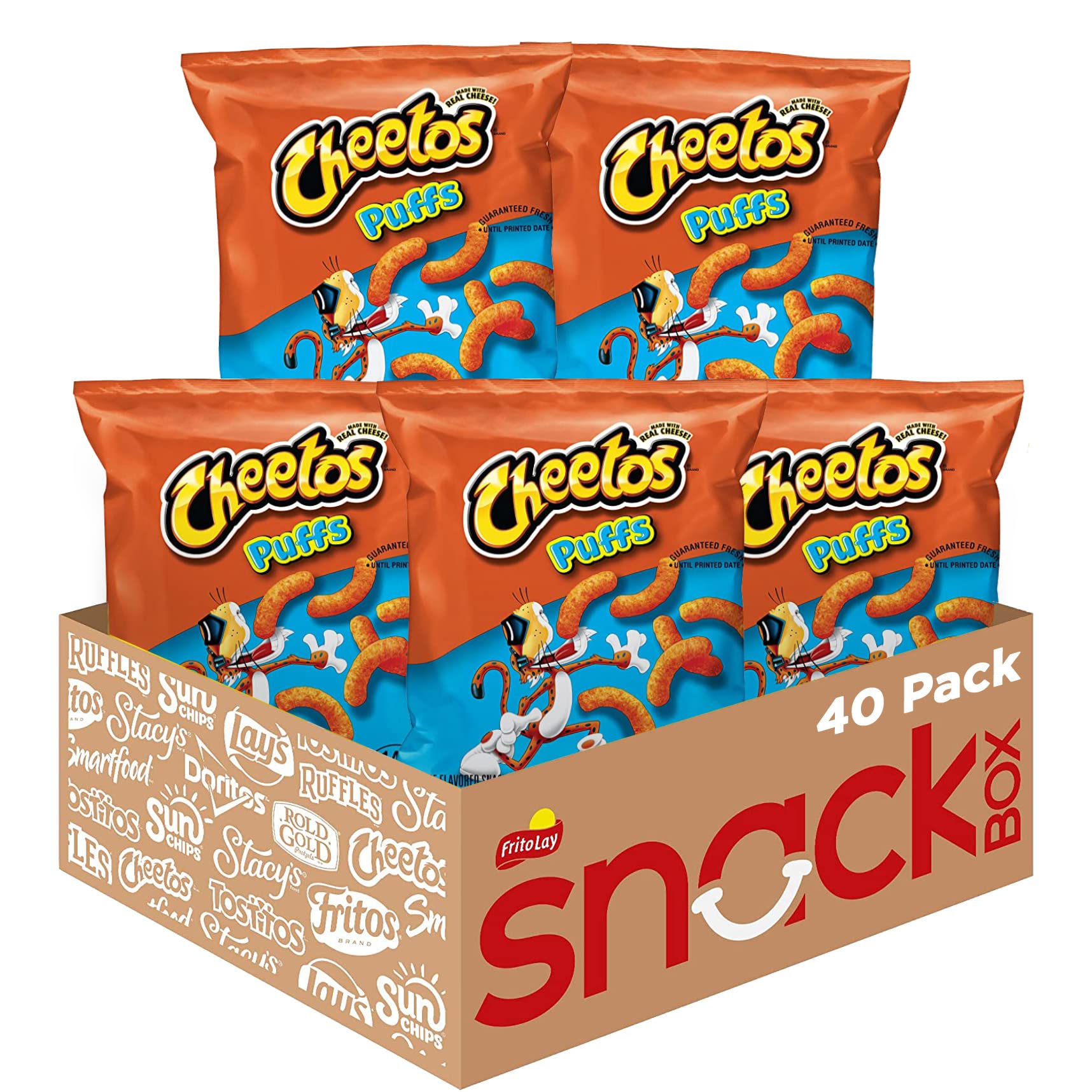 Cheetos cheese snacks 40-pack display, convenient multi-pack for sharing.
