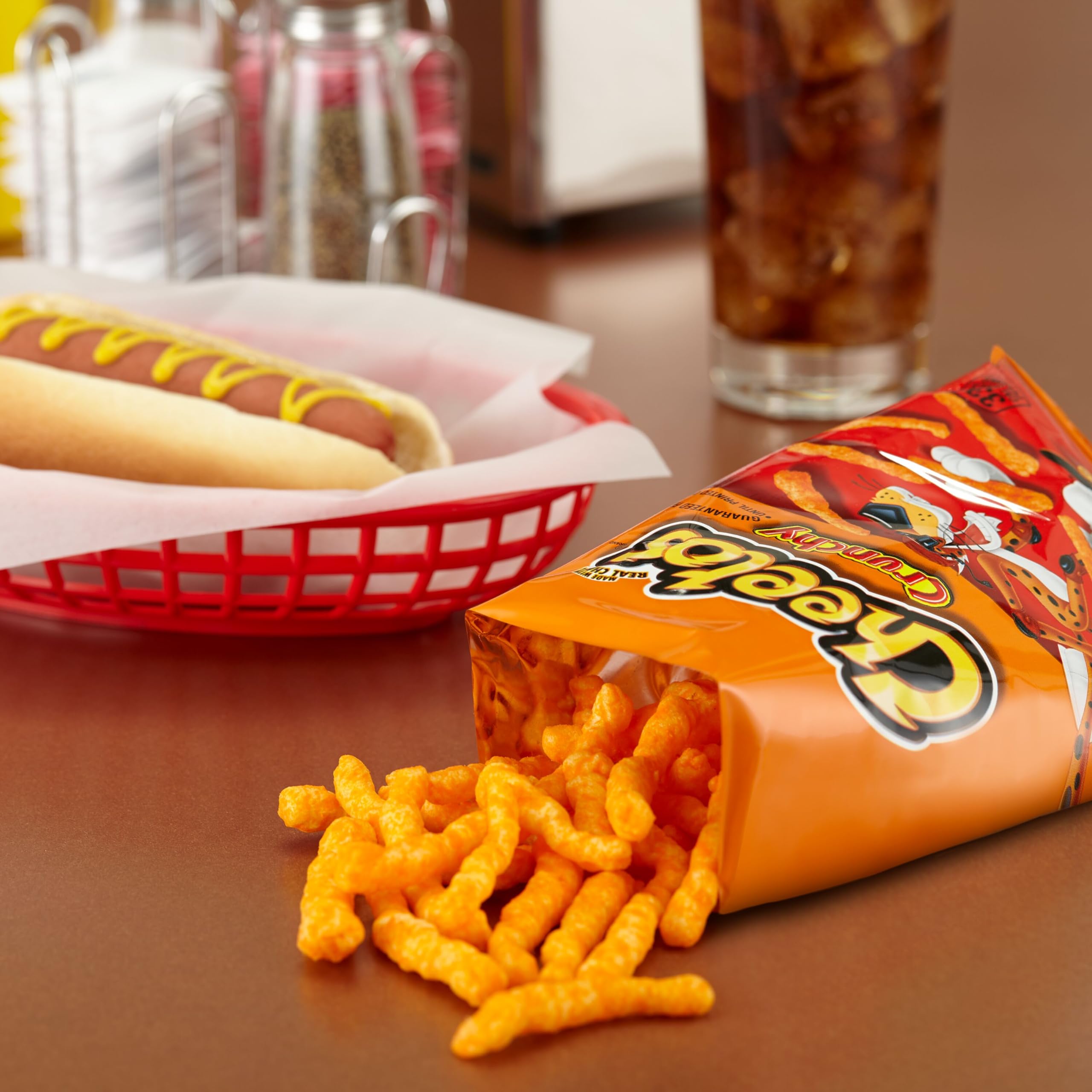 Cheetos Crunchy Cheese snacks in a sharing bowl for quick snacking.