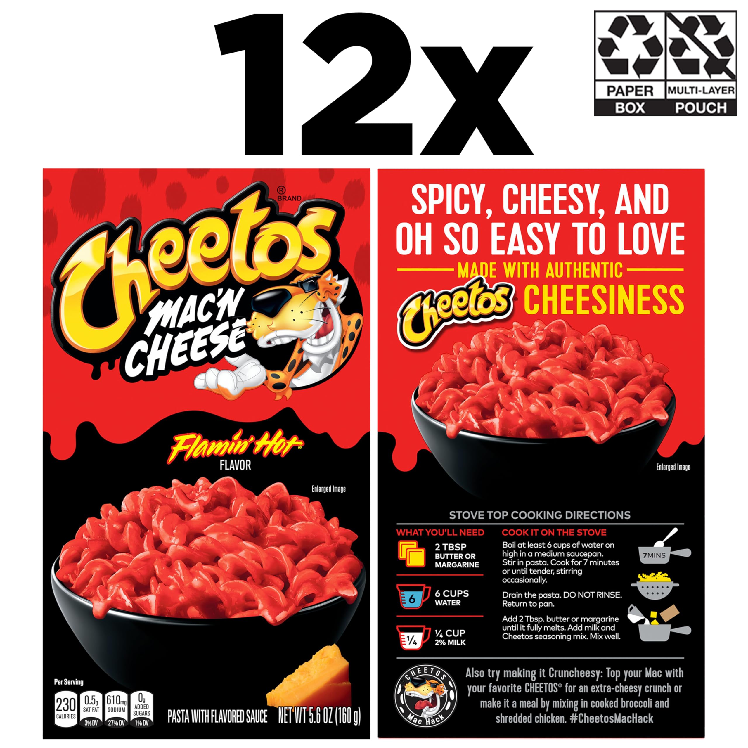 Cheetos Mac n Cheese Flamin' Hot ready in seven minutes.