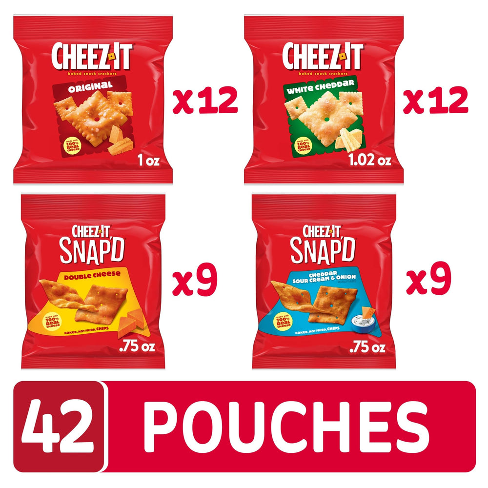 Cheez-It Cheddar Sour Cream & Onion crackers pack, savory bite for school lunches.