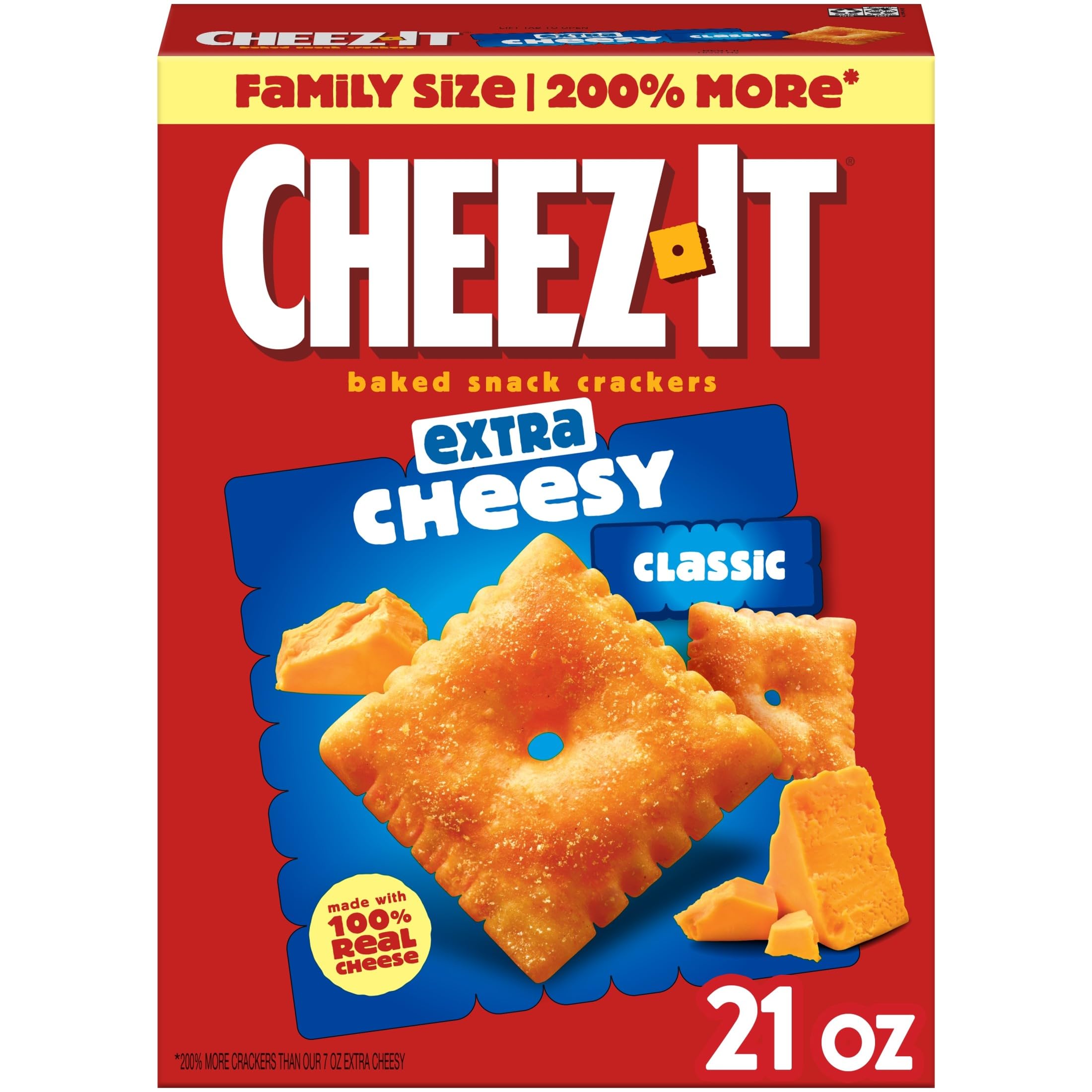 Cheez-It Extra Cheesy crackers front box view for bold cheese cravings