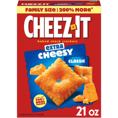 Cheez-It Extra Cheesy crackers front box view for bold cheese cravings