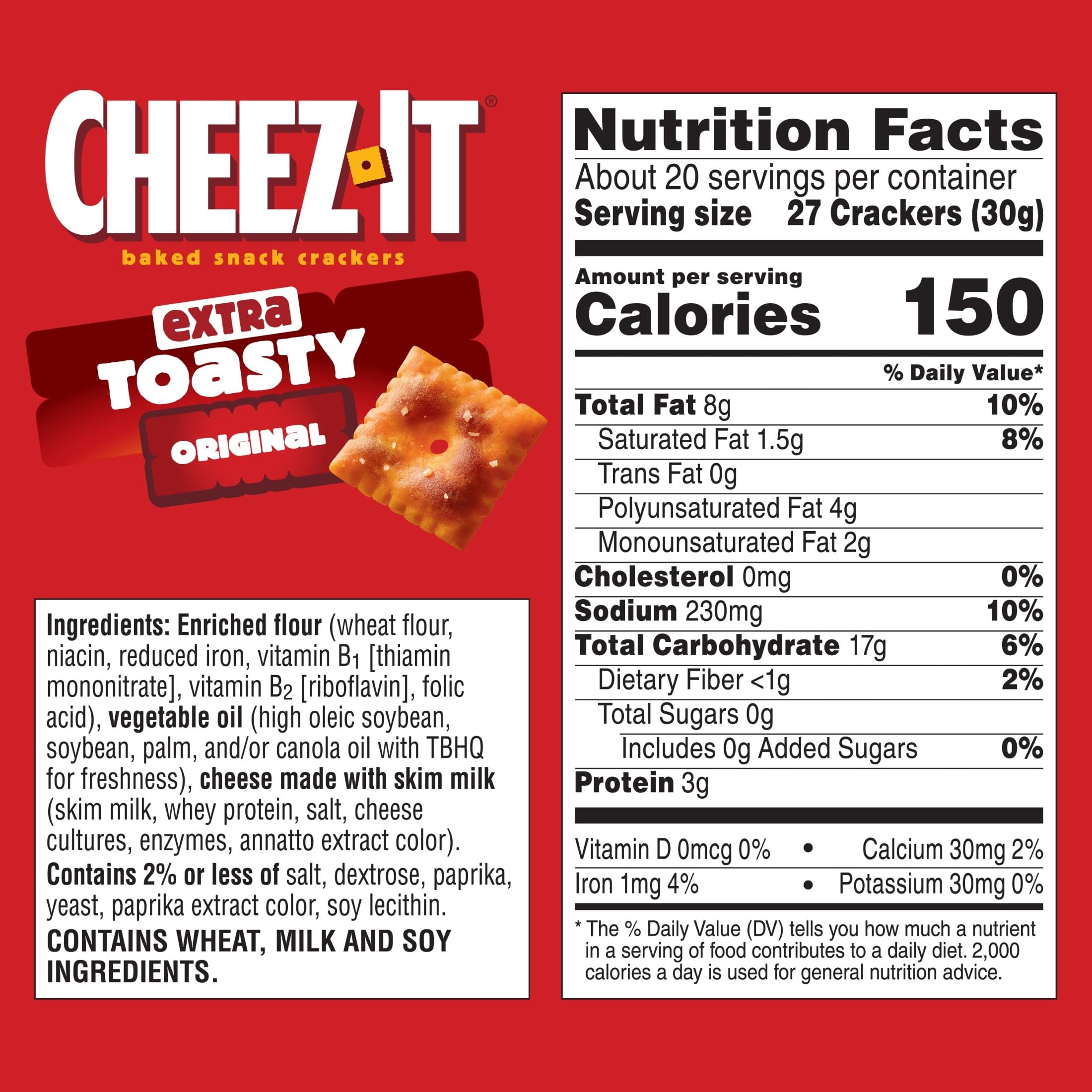 Cheez-It Extra Toasty cracker close-up shows crisp texture and cheesy bite.