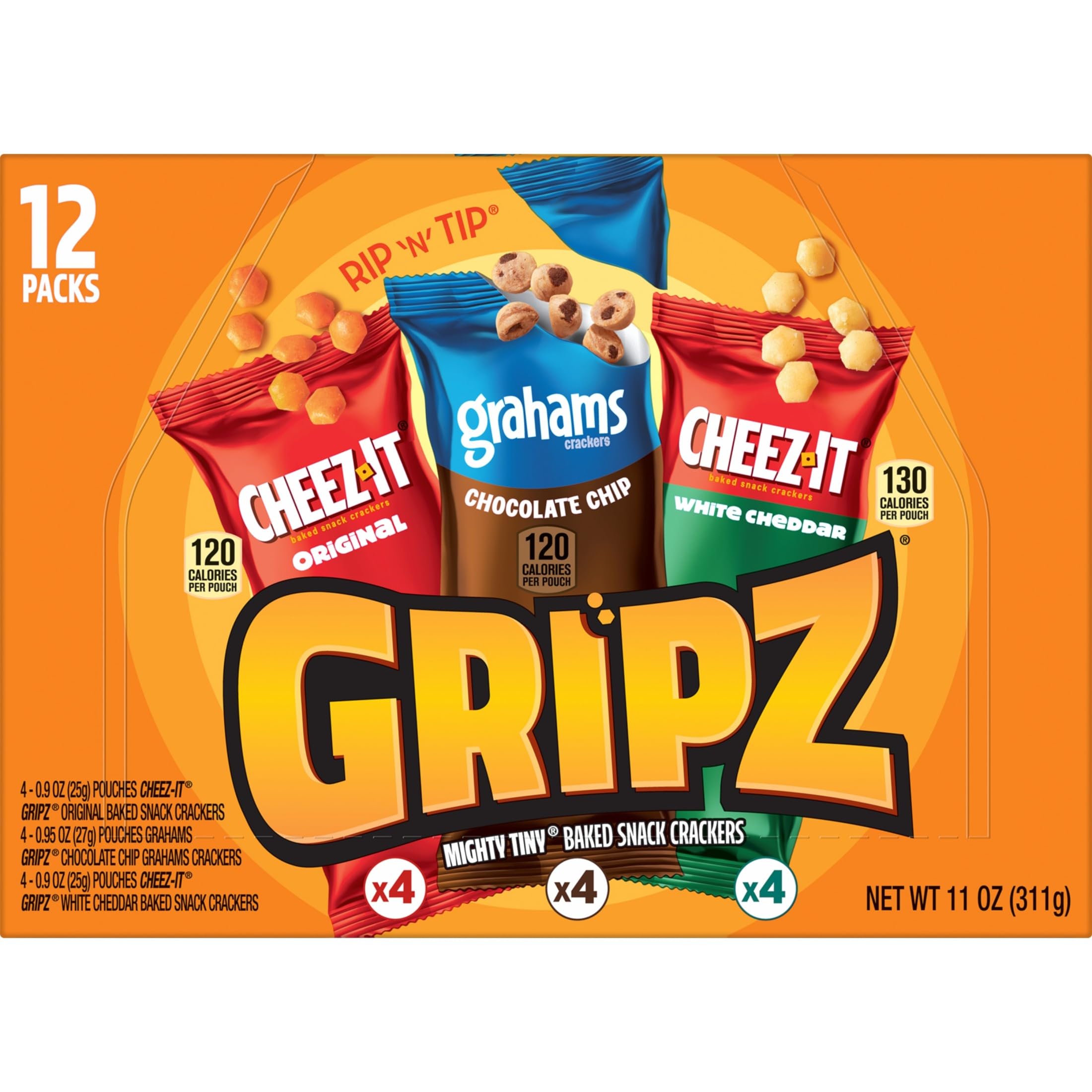 Cheez-It Gripz Variety Pack box showing mixed flavors