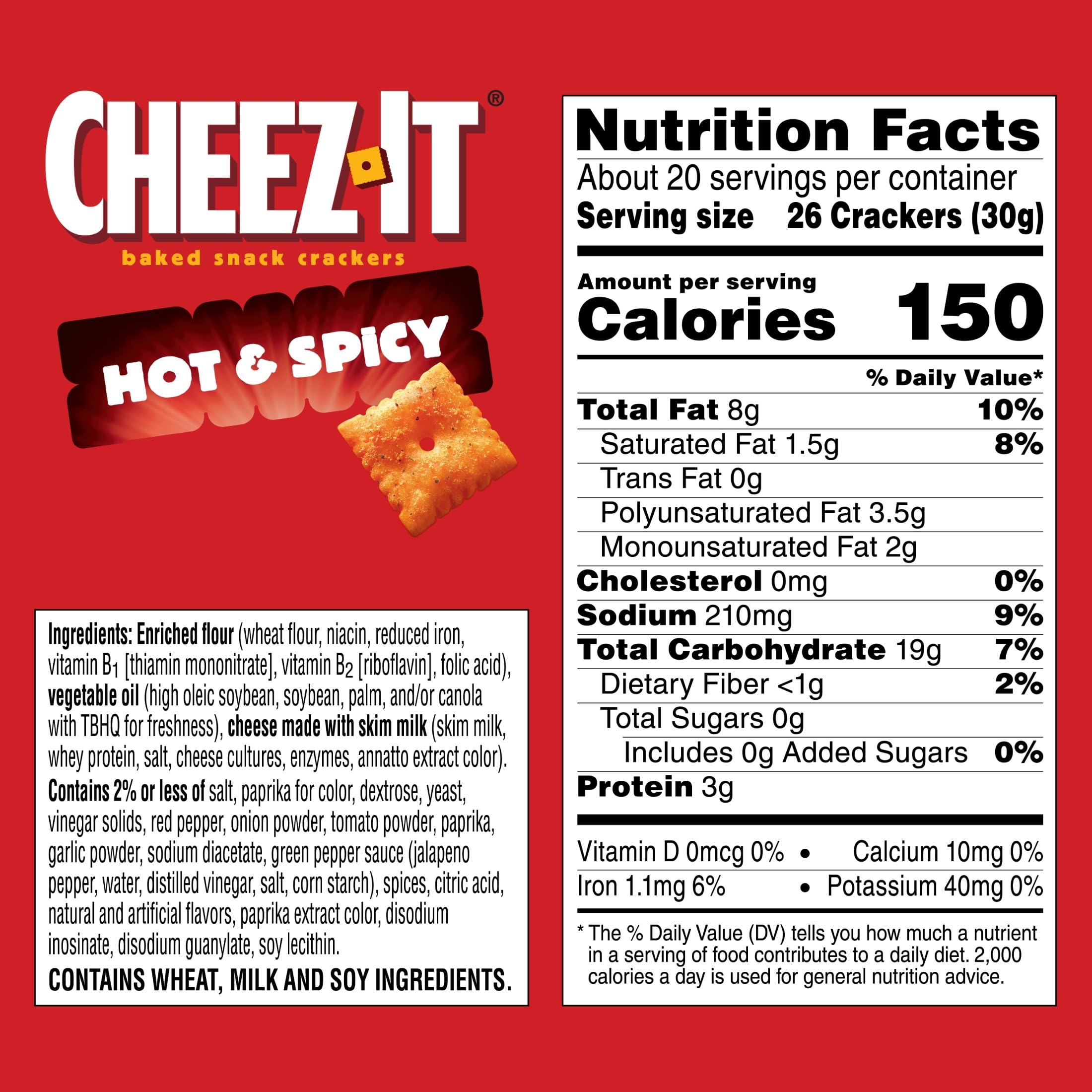 Cheez-It Hot Spicy box back showing product details and ingredients
