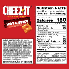 Cheez-It Hot Spicy box back showing product details and ingredients
