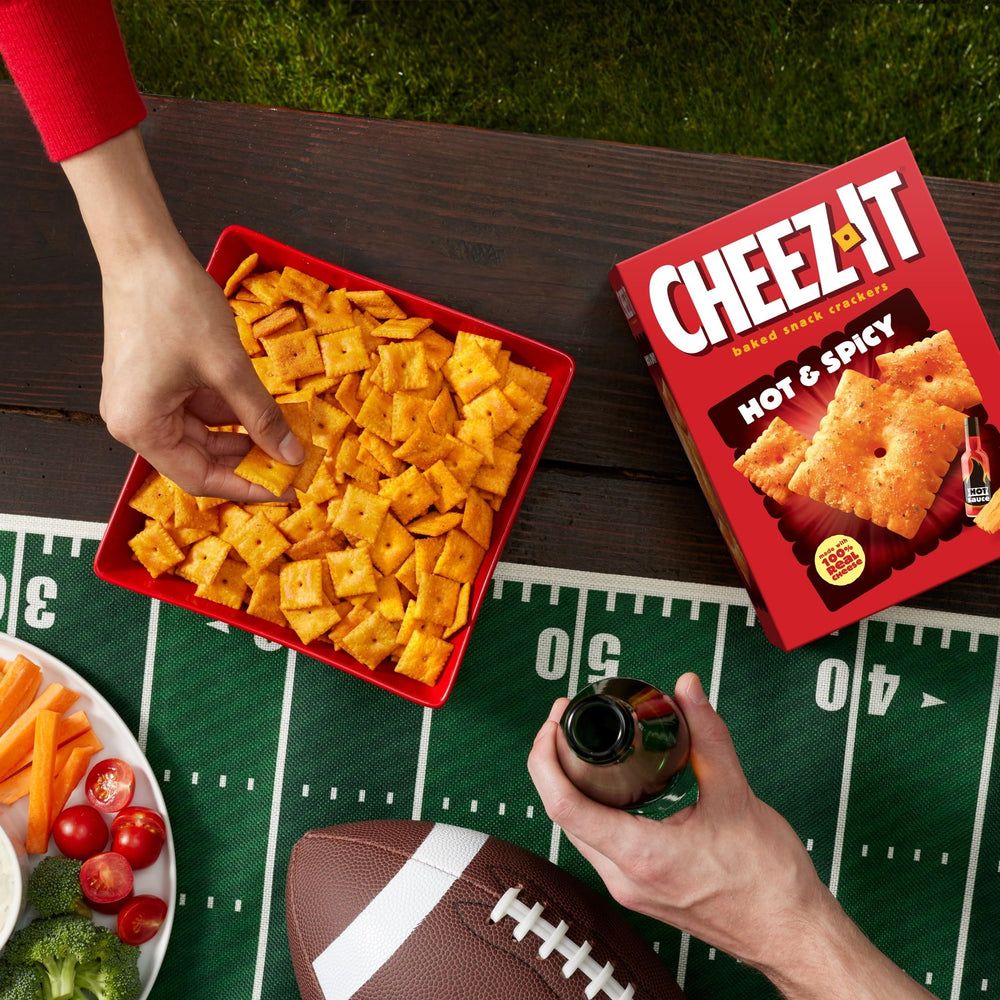 Cheez-It Hot Spicy crackers on a plate for sharing during game night