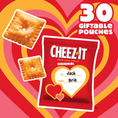 Cheez-It Valentine pouch with name writing, ideal for classroom activities.