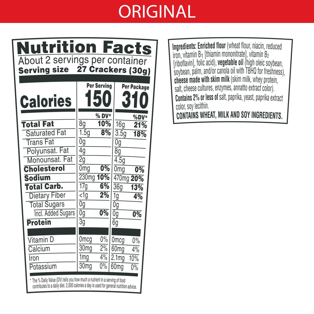 Close-up of Cheez-It Original cheese cracker with bold cheese flavor