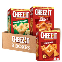 Cheez-It Original crackers on a plate, crisp bite for quick lunchbox snacks.