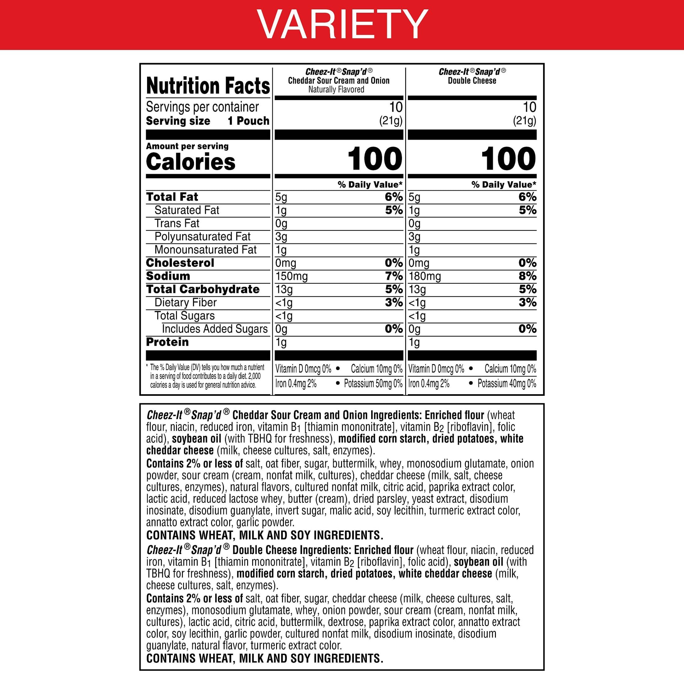 Cheez-It Snap'd cheddar sour cream onion bag ideal for snacking.