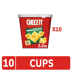 Cheez-It travel-ready cup shown beside a bag for easy on-the-go snacking.
