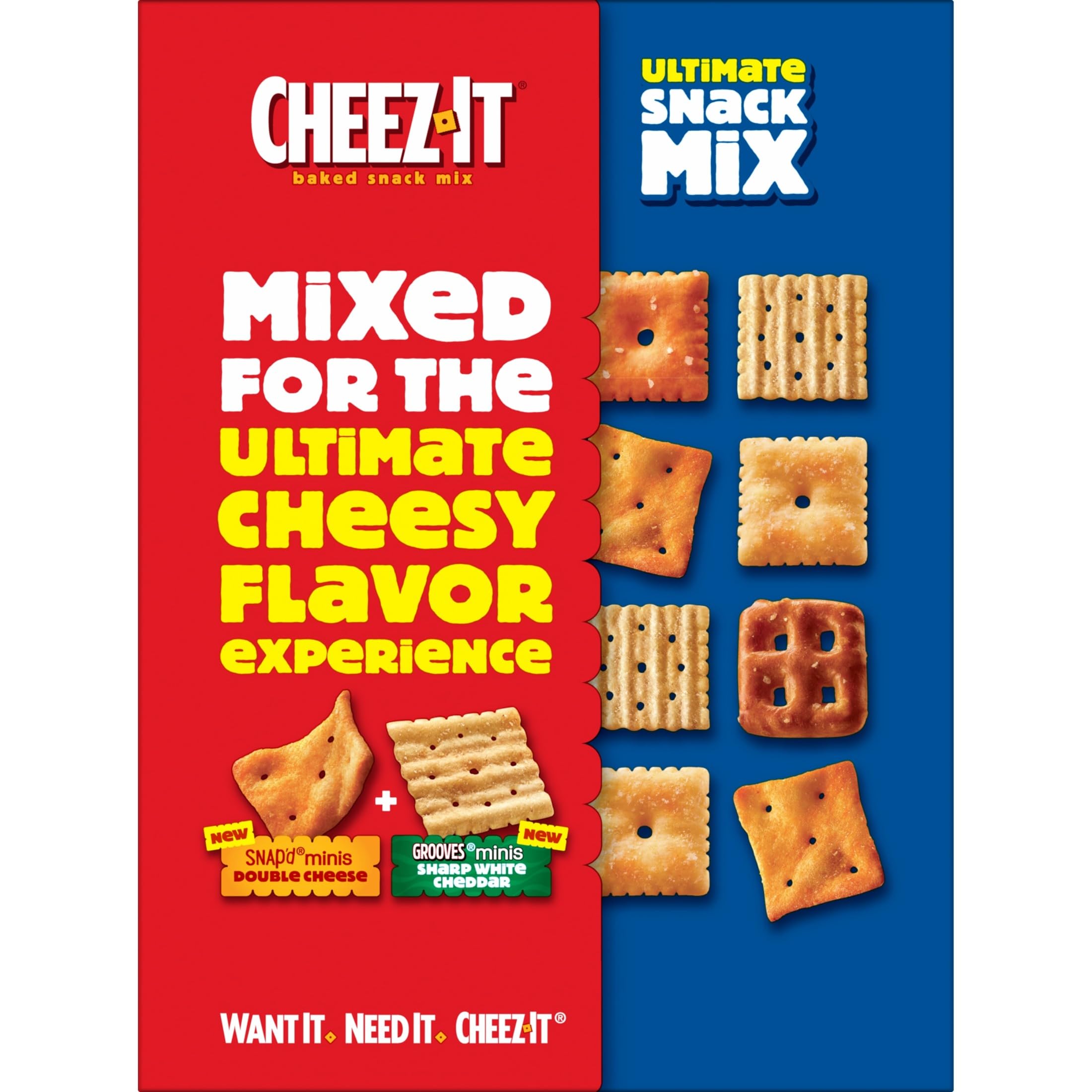 Assorted Cheez-It crackers and pretzels ready to munch at home