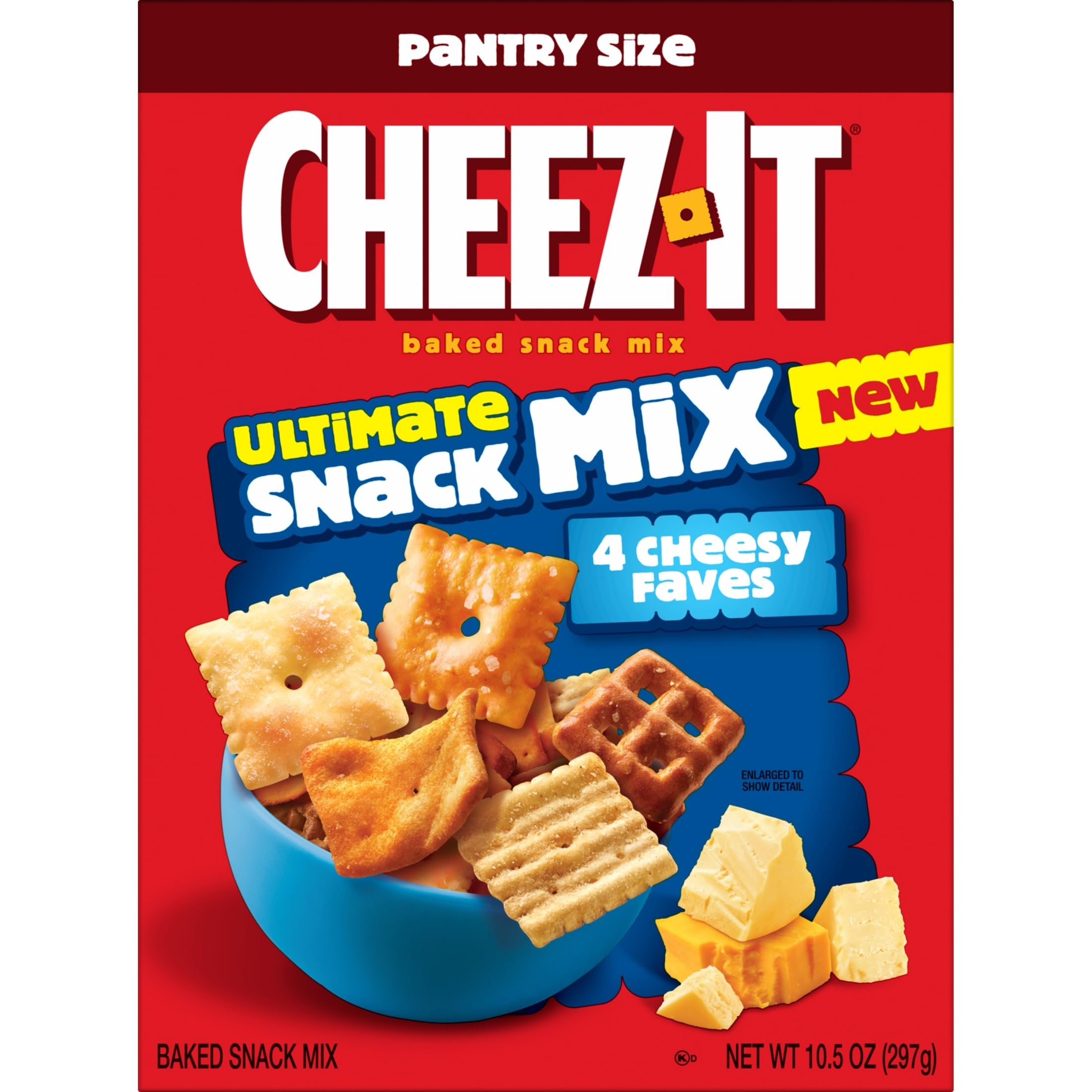 Cheez-It snack mix on a grocery store shelf for easy purchase