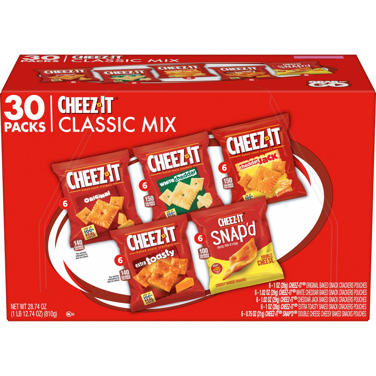 Cheez-It variety pack box: convenient 30 packs for on-the-go snacking