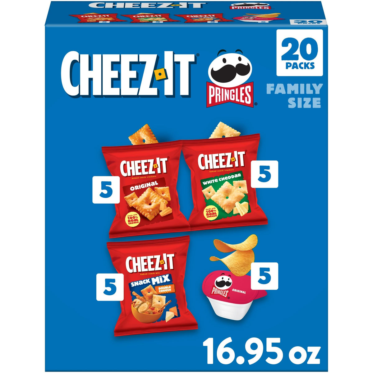 Cheez-It variety pack box view showing four flavors for on-the-go snacking