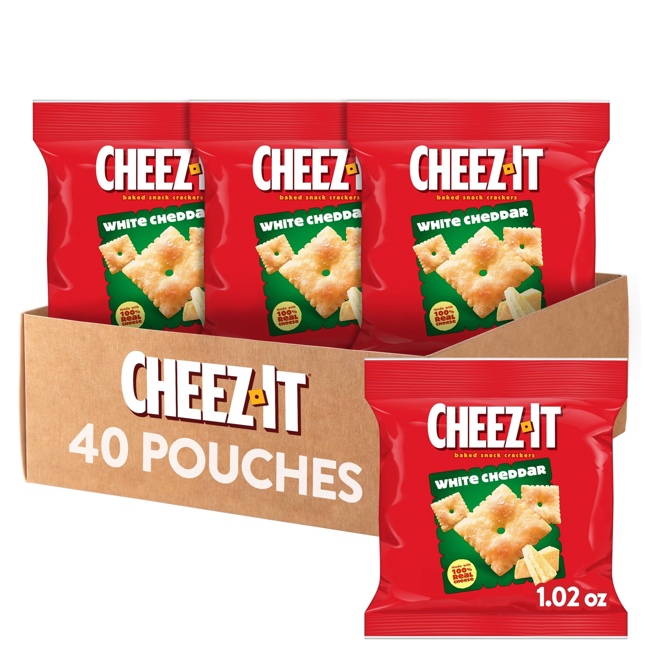 Cheez-It White Cheddar crackers in a 40-pack box for easy stocking and sharing.
