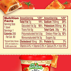 Chef Boyardee beef ravioli with pasta sauce ready to serve in minutes.