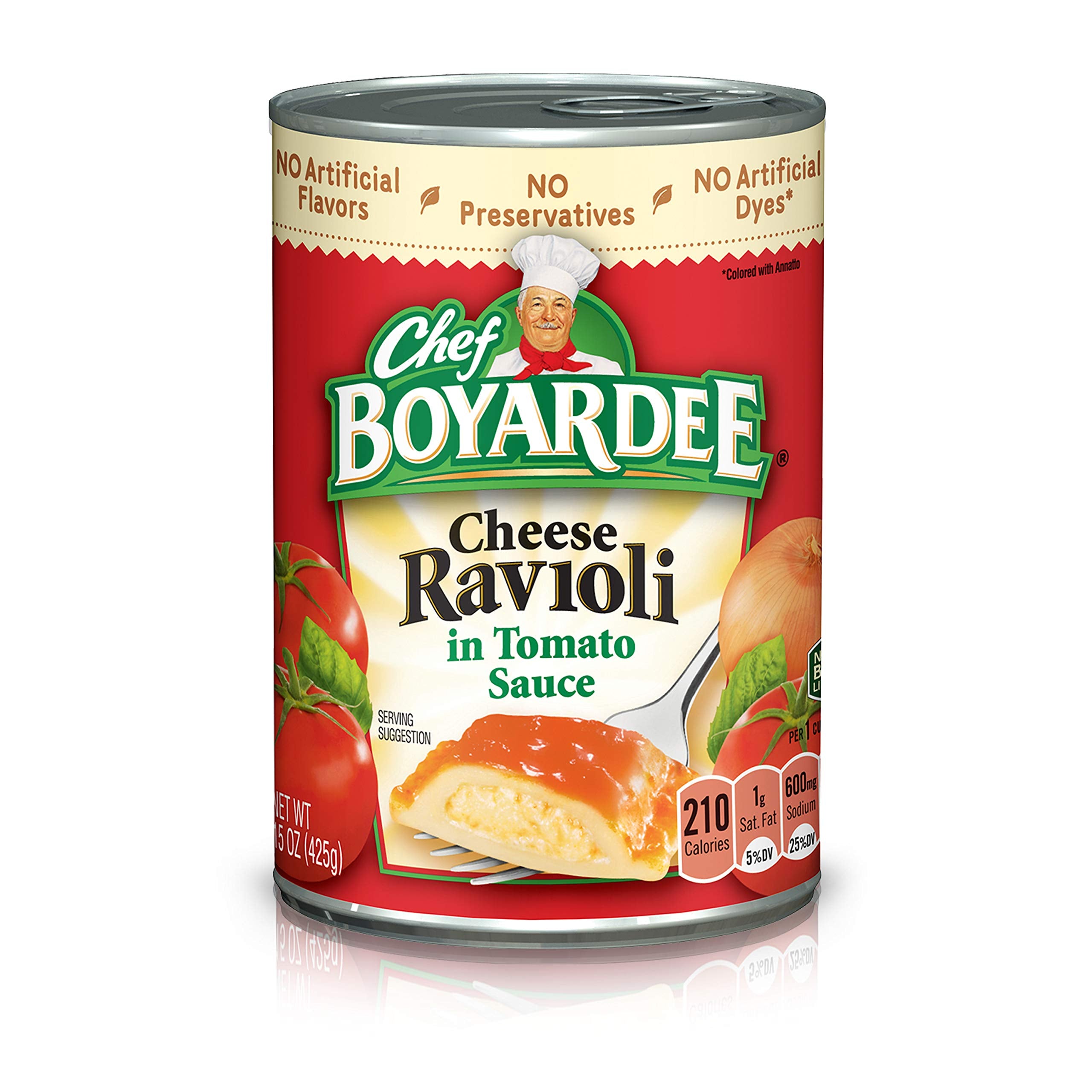 Chef Boyardee cheese ravioli in tomato sauce can, easy dinner in minutes