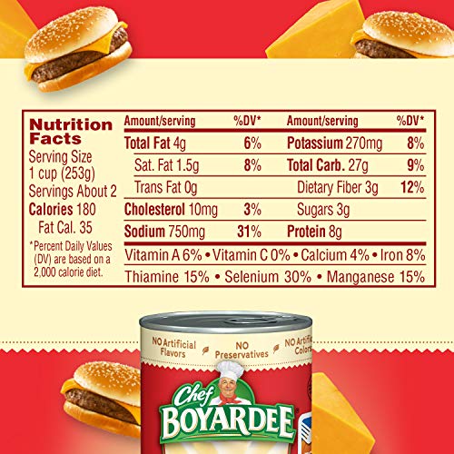 12-pack display of Chef Boyardee Cheesy Burger Macaroni in store