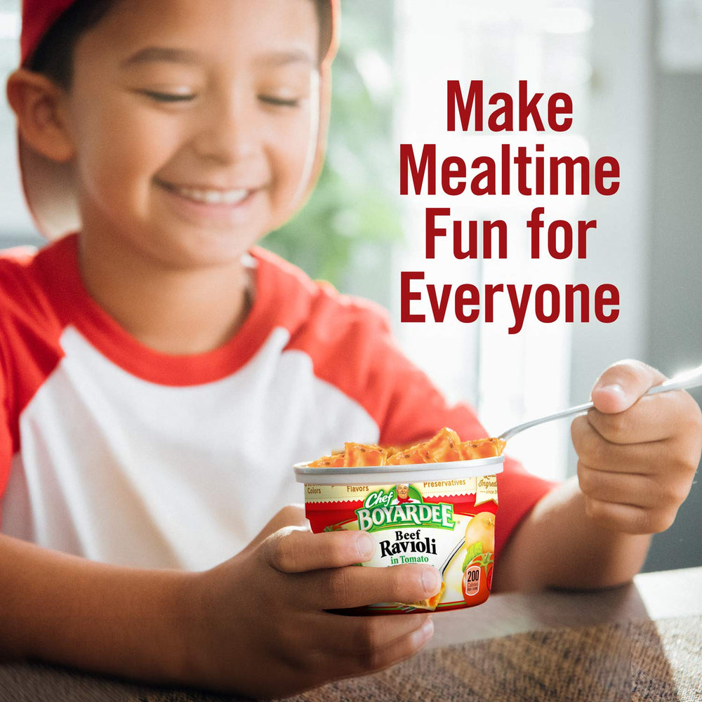 Chef Boyardee family meal easy dinner, microwaveable bowl for busy evenings.