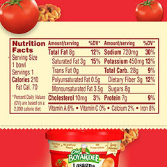 Chef Boyardee Lasagna meat sauce closeup highlights chunky tomato flavor.