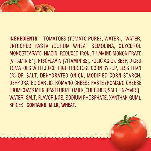 Chef Boyardee Lasagna pasta layer closeup shows visible layered pasta and sauce.