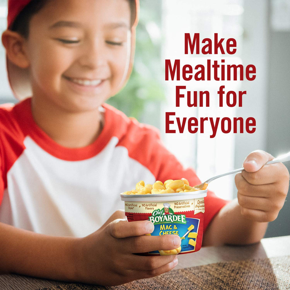 Kid-friendly snack: Chef Boyardee Mac & Cheese ready to eat after school.