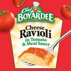 Chef Boyardee microwavable bowl heats in about 45 seconds, ideal for busy days.