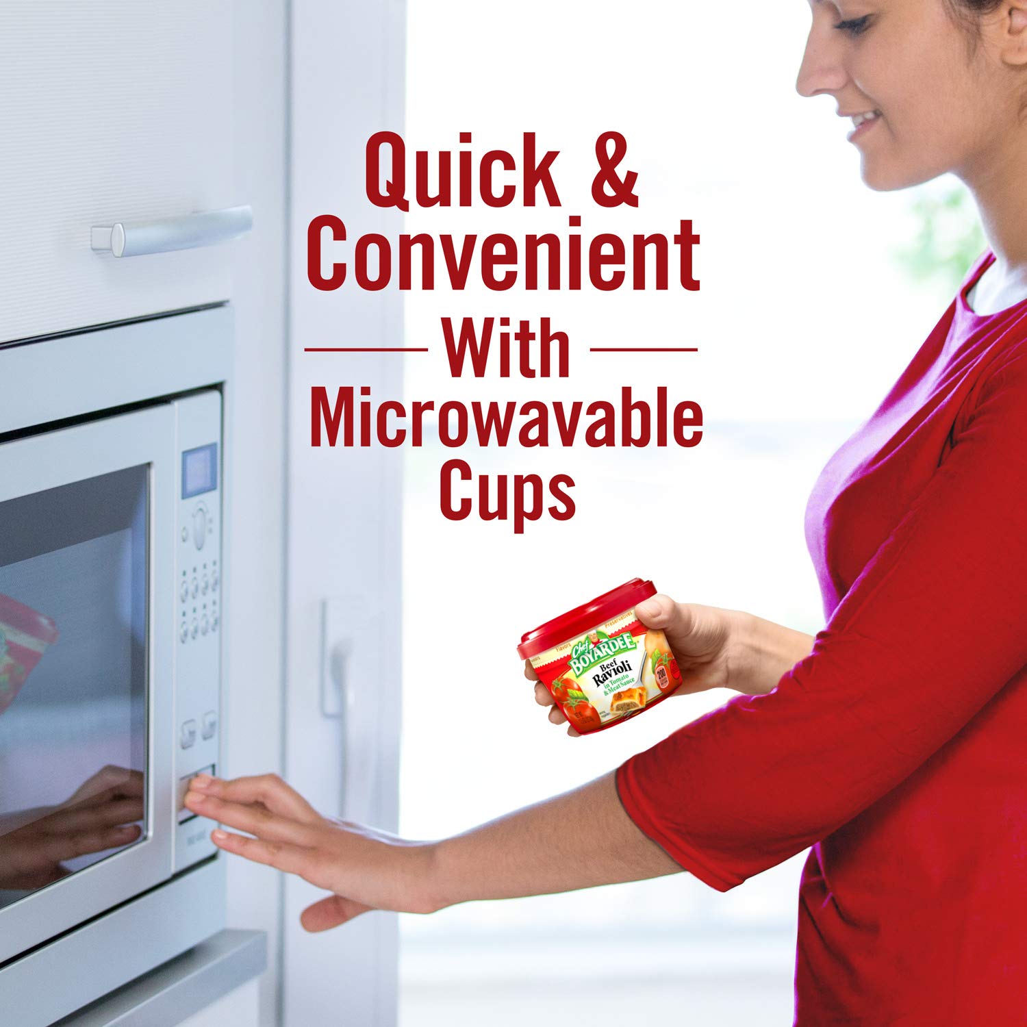 Chef Boyardee microwaveable bowl full flavor, ideal for a tasty quick meal.