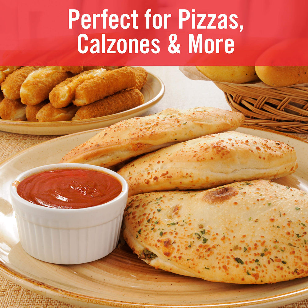 Chef Boyardee Pizza Sauce with Cheese nutrition line shows 35 calories per serving.