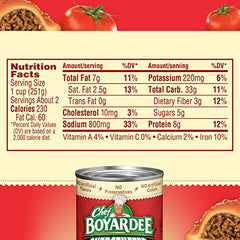 Chef Boyardee serving bowl of overstuffed beef ravioli, ready fast.