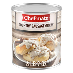 Chef-mate country sausage gravy ladled over warm biscuits.