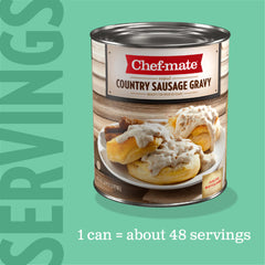Sausage chunks in creamy gravy from Chef-mate, ready to serve.