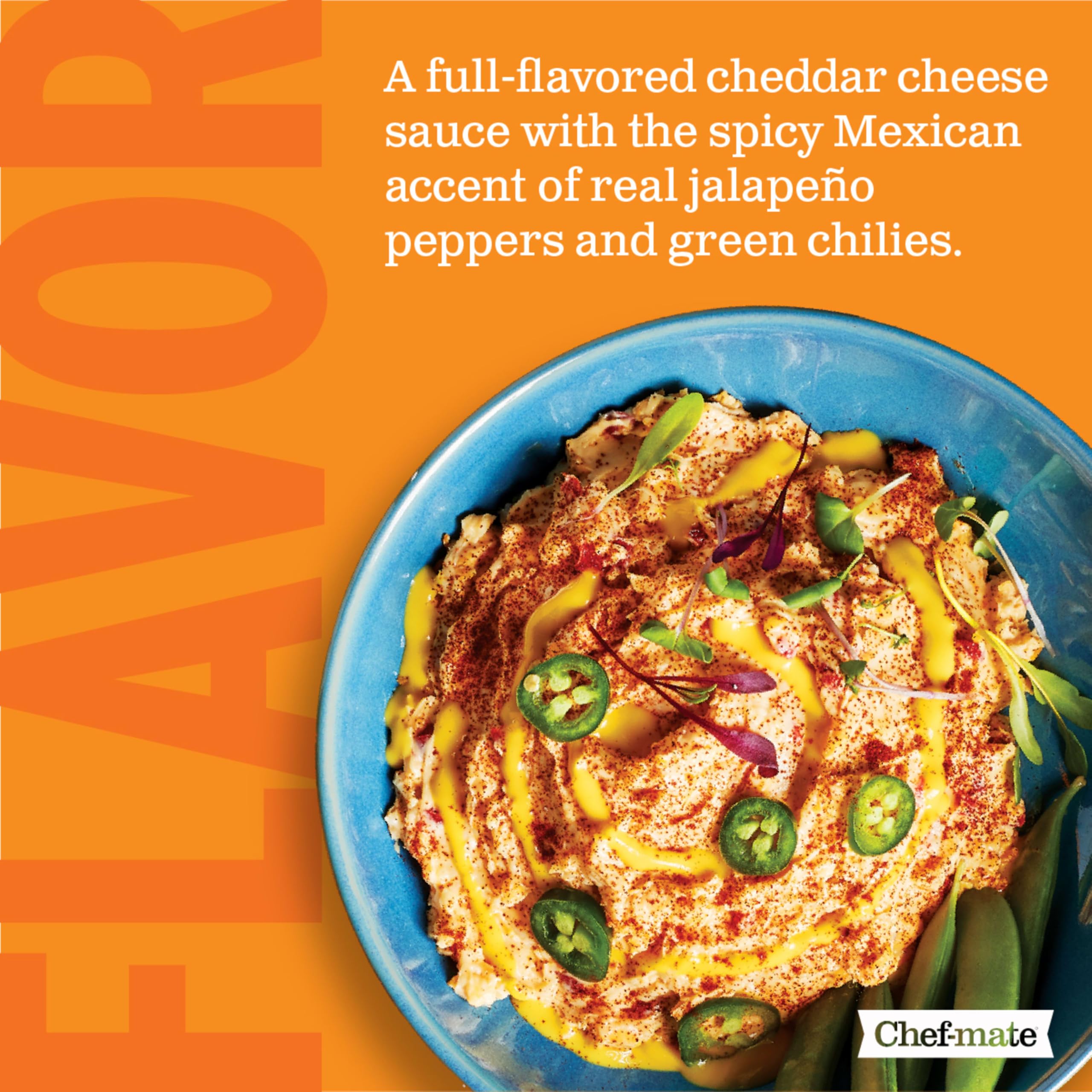 Chef-mate Que Bueno nacho dip with chips highlights bold jalapeño heat