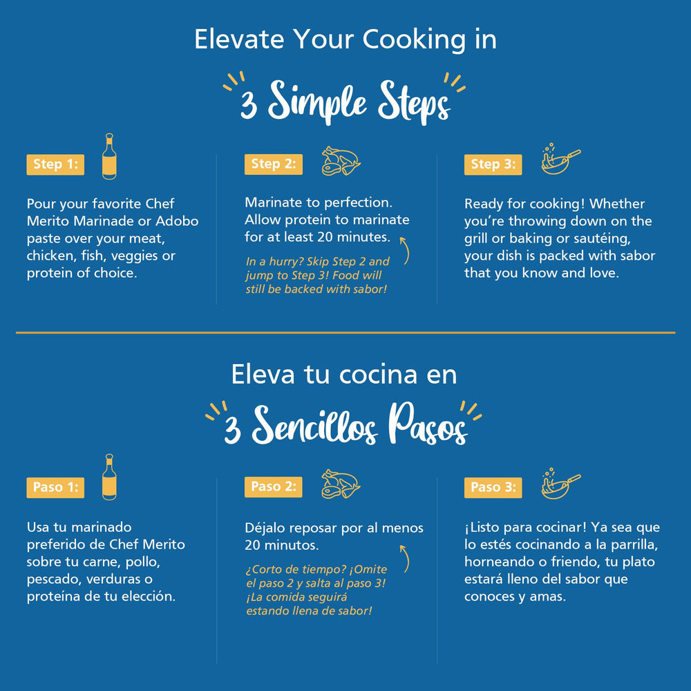 Chef Merito Chicken Marinade finished dish reveals juicy, well-seasoned chicken.