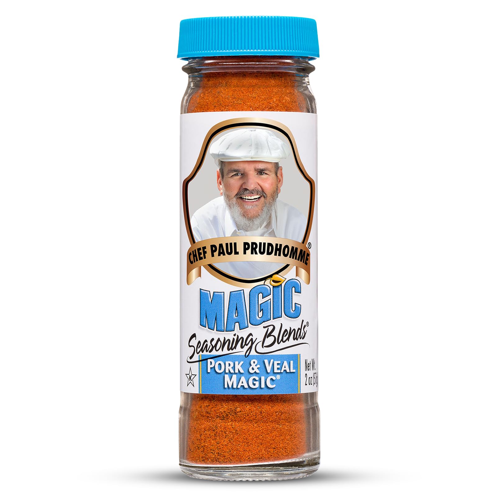 Chef Paul Magic Seasoning Blends Pork & Veal Magic bottle pour enhances smoky aroma.
