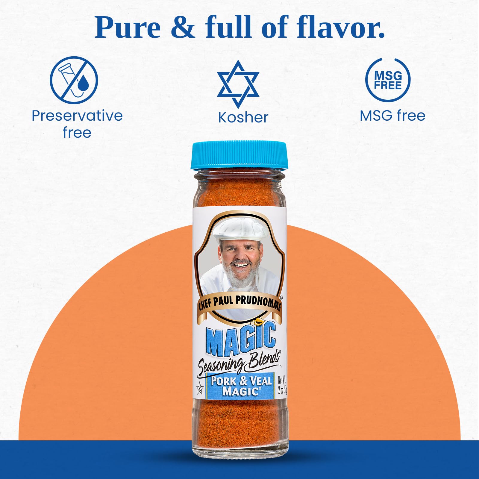 Chef Paul Magic Seasoning Blends Pork & Veal Magic on grill for prepared meals.