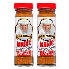 Chef Paul Prudhommes Blackened Redfish Seasoning canister adds bold crust for pan-seared fish.