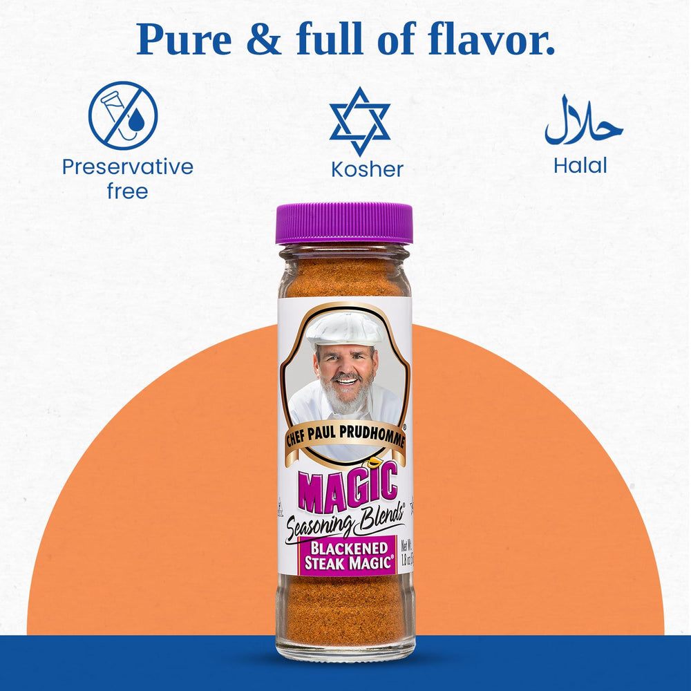 Close-up of Chef Paul Prudhomme's seasoning blend showing garlic and chili notes for beef