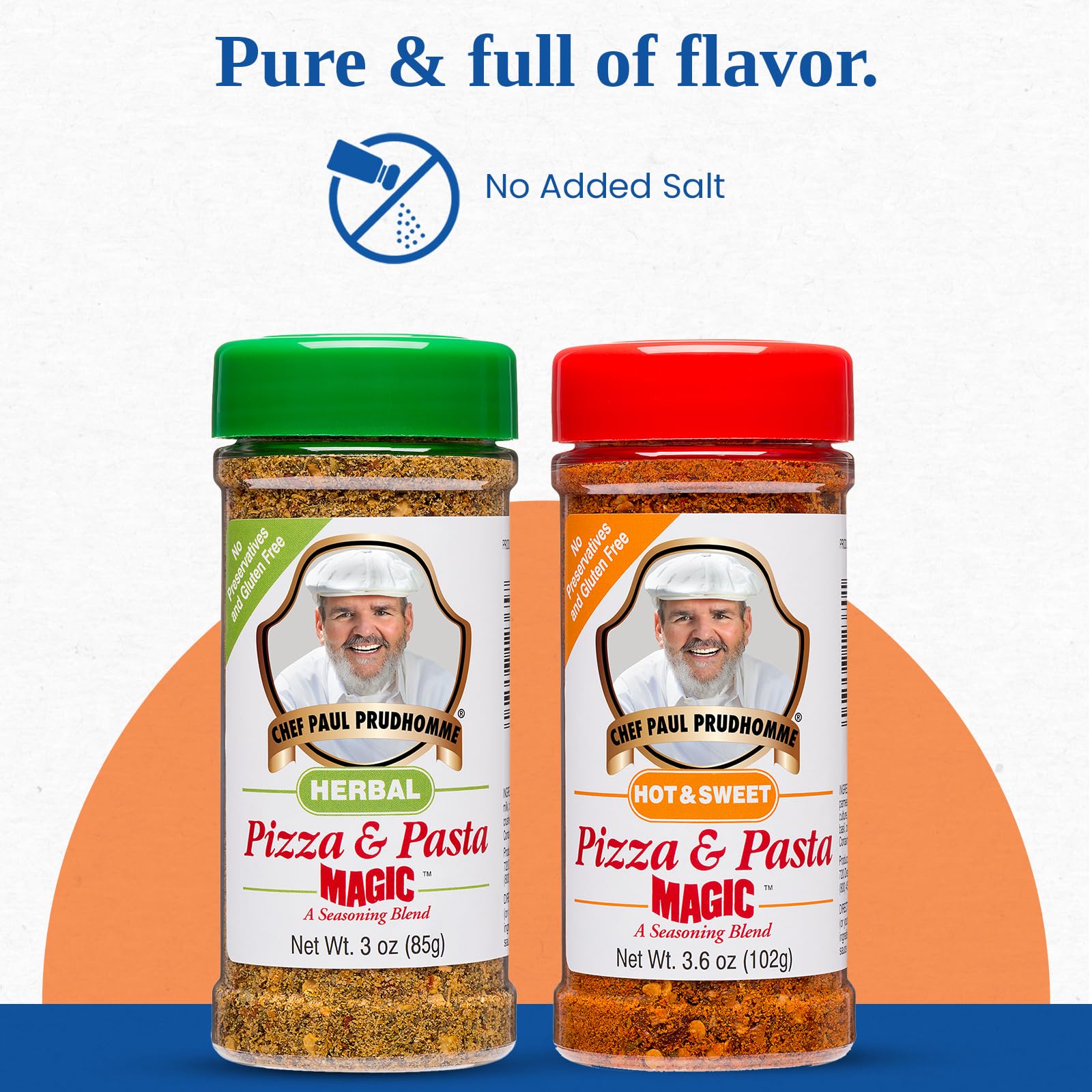Two-pack of Chef Paul Prudhomme's Pizza & Pasta Magic ready for shelf display