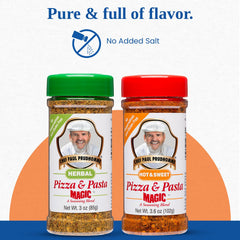 Two-pack of Chef Paul Prudhomme's Pizza & Pasta Magic ready for shelf display