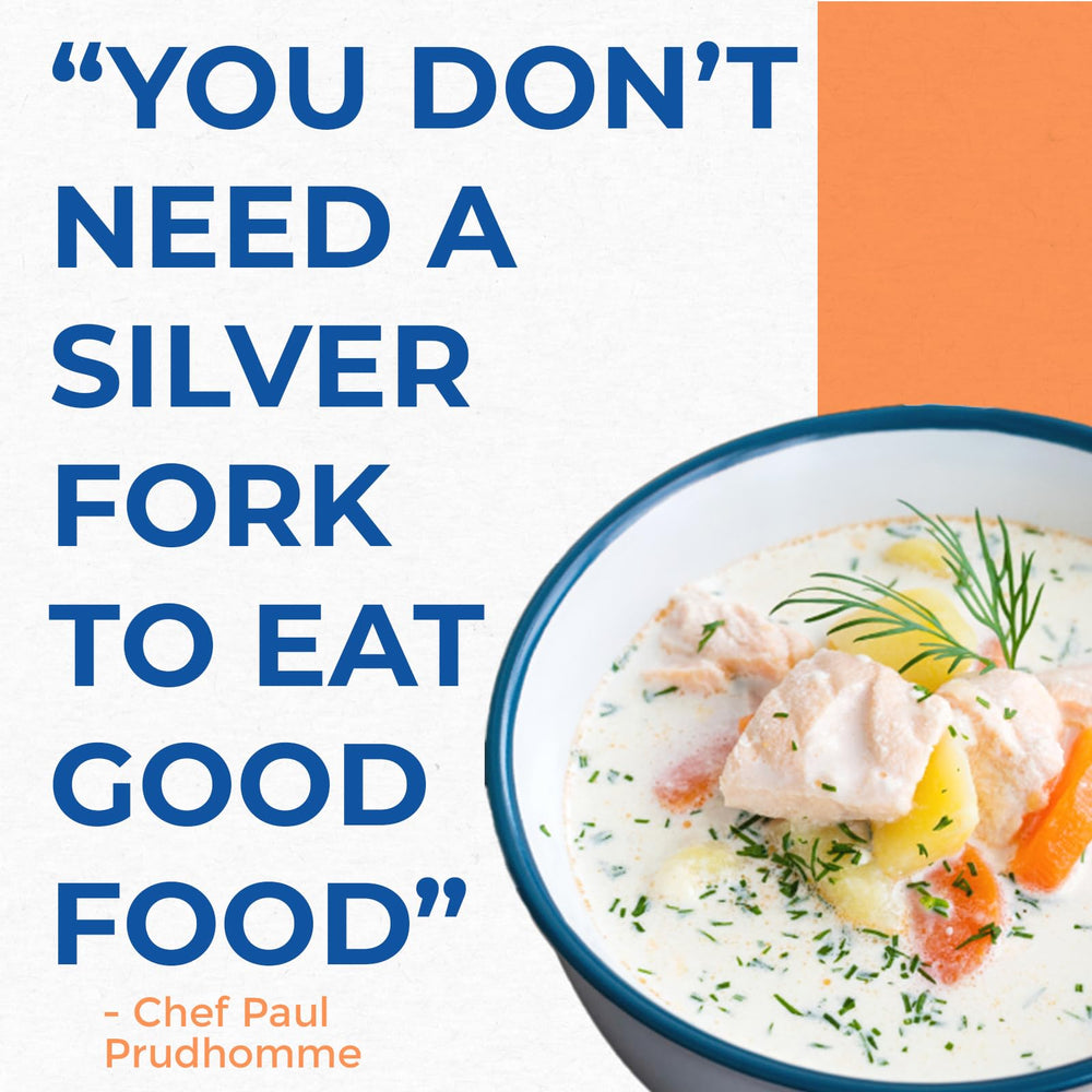 Pan-seared scallops heightened by Chef Paul Prudhomme's Salmon Magic Seasoning.