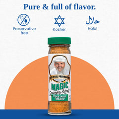Chef Paul Vegetable Magic Seasoning on steamed vegetables enhances produce with depth.