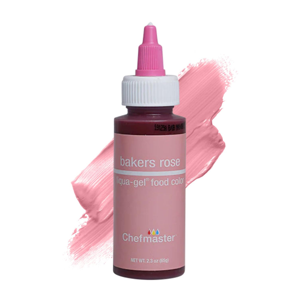 Chefmaster Bakers Rose Liqua-Gel drops color icing for vibrant cakes