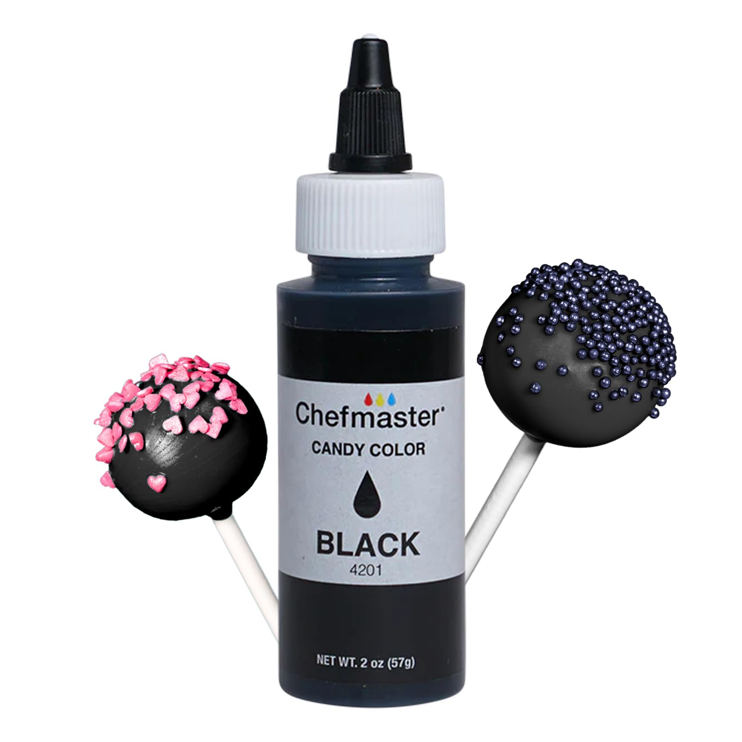 Chefmaster Black Candy Color bottle drops for vibrant chocolate hues