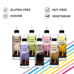 Chefmaster drizzle creates smooth coating on cupcakes and cookies.