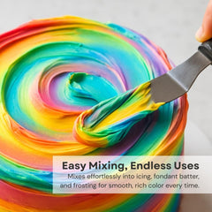 Chefmaster Coal Black Liqua-Gel dispense tilt demonstrates controlled color application