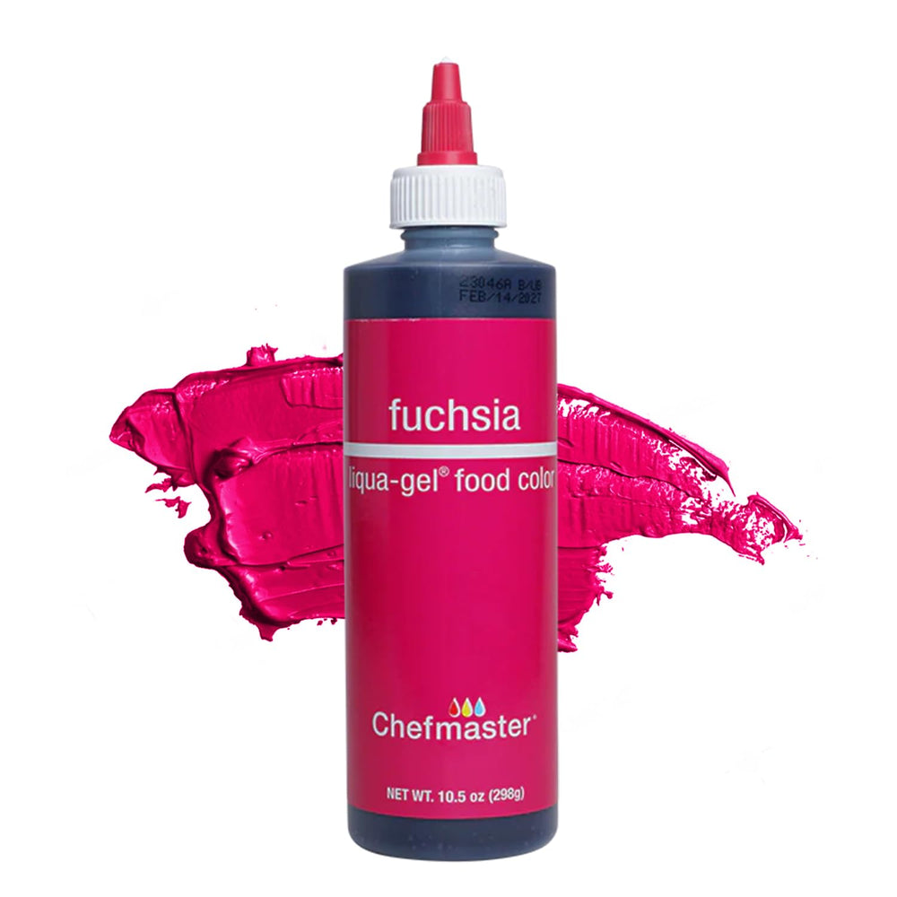 Chefmaster Fuschsia Liqua-Gel bottle pour enables precise icing drops