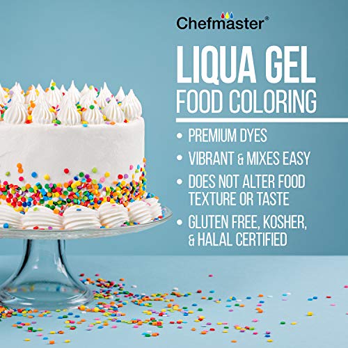 Finished cake featuring leaf-green accents using Chefmaster Liqua-Gel